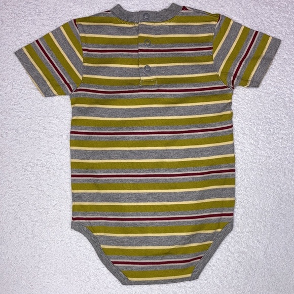 Vintage Gymboree grey green maroon striped short sleeve onesie bodysuit - Picture 4 of 5